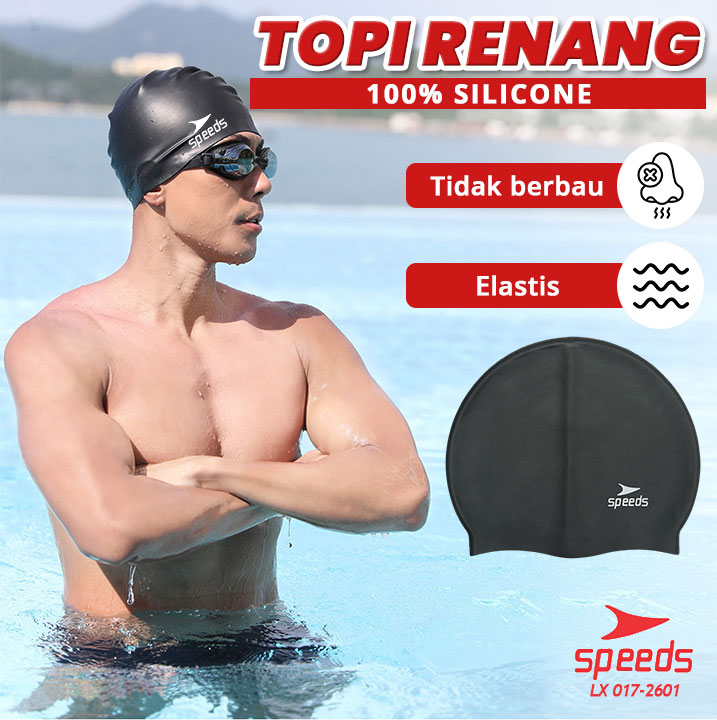 Topi renang dewasa Anti air Swim Cap Silicone Elastis Speeds 2601